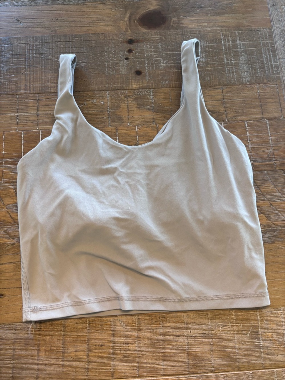 Neutral Scoop Neck Cropped Tank Top - Beige